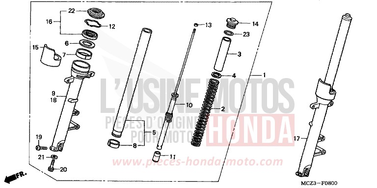 FRONT FORK (CB900F2/3) for Hornet 900 MAT BULLET SILVER (NH389) from 2003